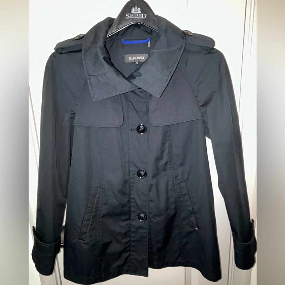 Ellen Tracy Women's Dark Trench Coat
